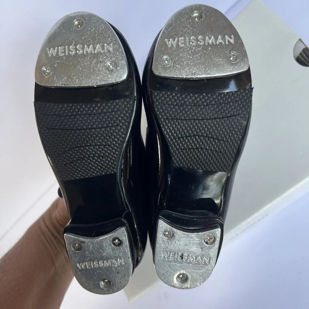 Weissman W2600 No Tie Tap Shoe Shiny Black Patent Child Size 9 CM Worn One Time